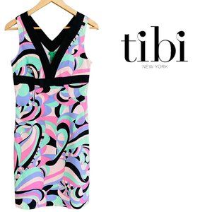 Tibi Vintage 60s mod abstract stretch cotton dress